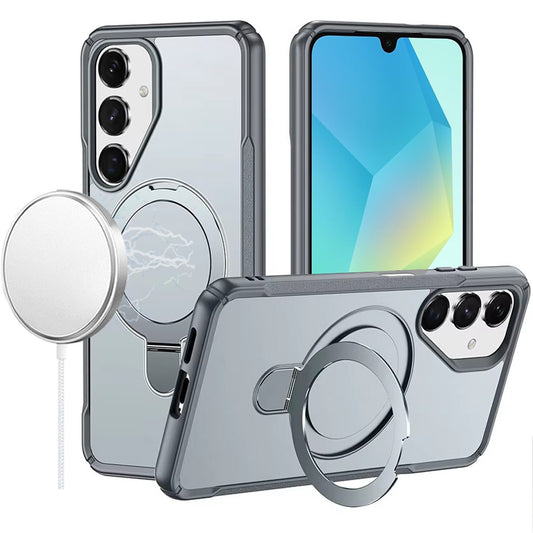 Samsung A16 5G Matte Finish Simplified Magnetic Ring With Stand Hybrid Case - Gray ( 1103678) (MSRP $59.99)