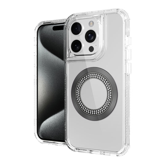 iPhone 12 & iPhone 12 Pro Magnetic Ring Circle Bling Chrome 3in1 Hybrid Case - Clear (1107687)