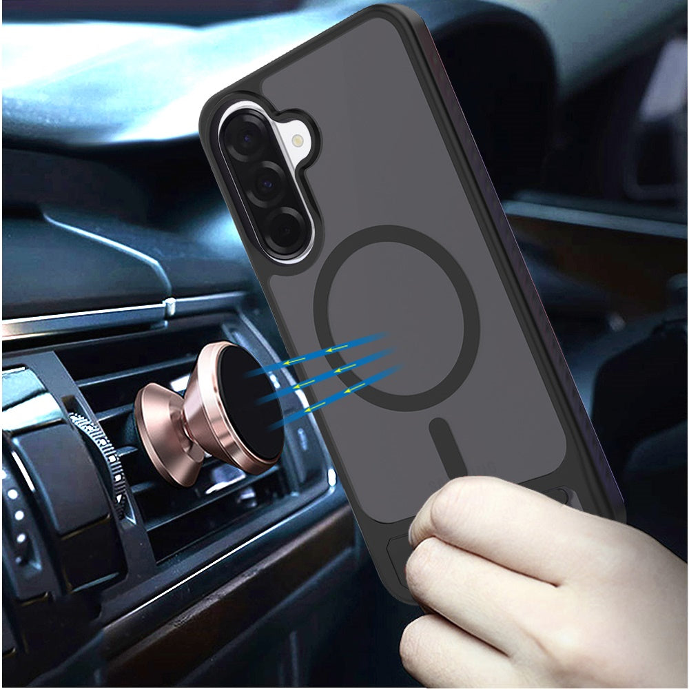 Samsung A17/A16 5G Matte Magnetic Hybrid with Metal Kickstand Case - Black (1108109) (MSRP $49.99)