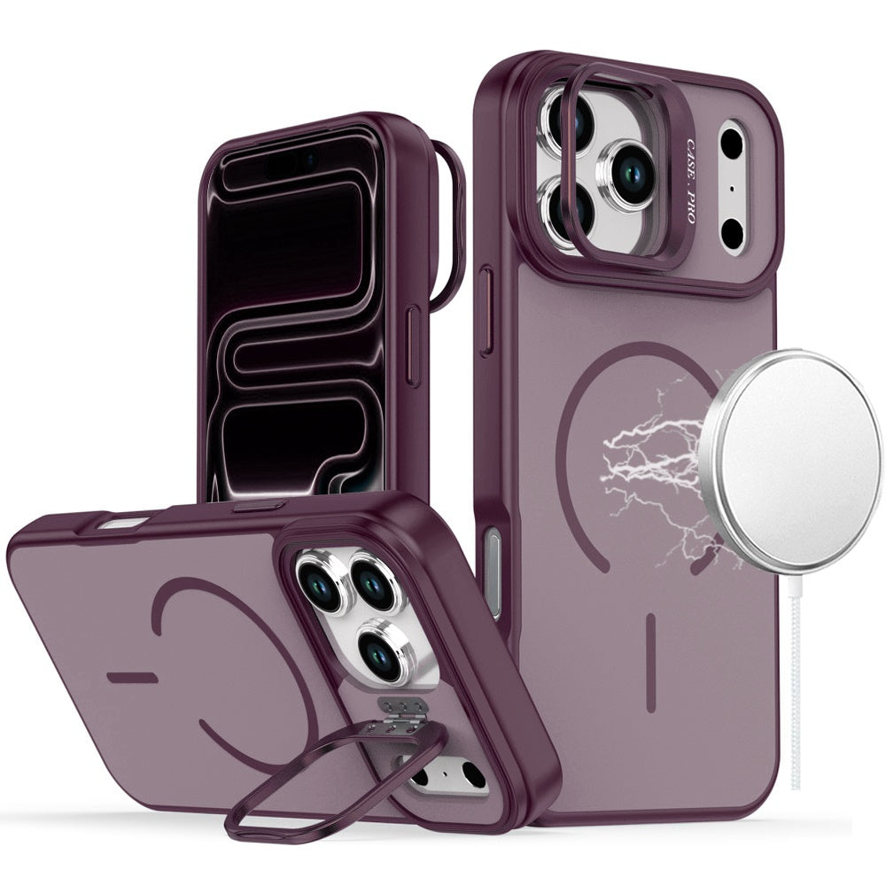 Apple iPhone 18 Pro Max Premium Matte Magnetic Metal Camera Stand Hybrid Case - Dark Cherry (1108226) MSRP (49.99)
