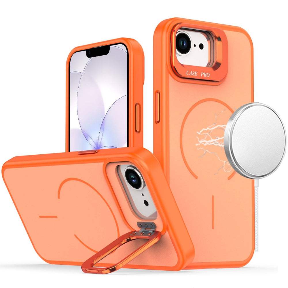 iPhone 17E /16E  Premium Matte Magnetic Metal Camera Stand Hybrid Case - Cosmic Orange ( 1107739) (MSRP $49.99)