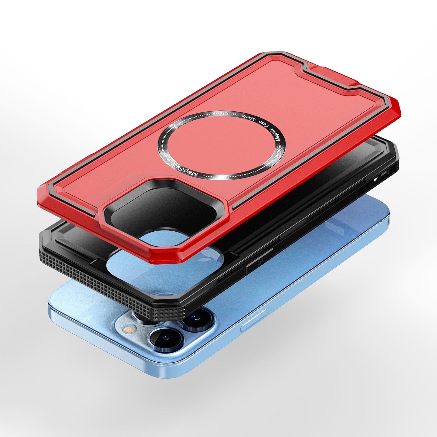 Apple iPhone 12 & iPhone 12 Pro Rank [Magnetic Circle] Tough Strong Modern Fused Hybrid - Red (1106753)