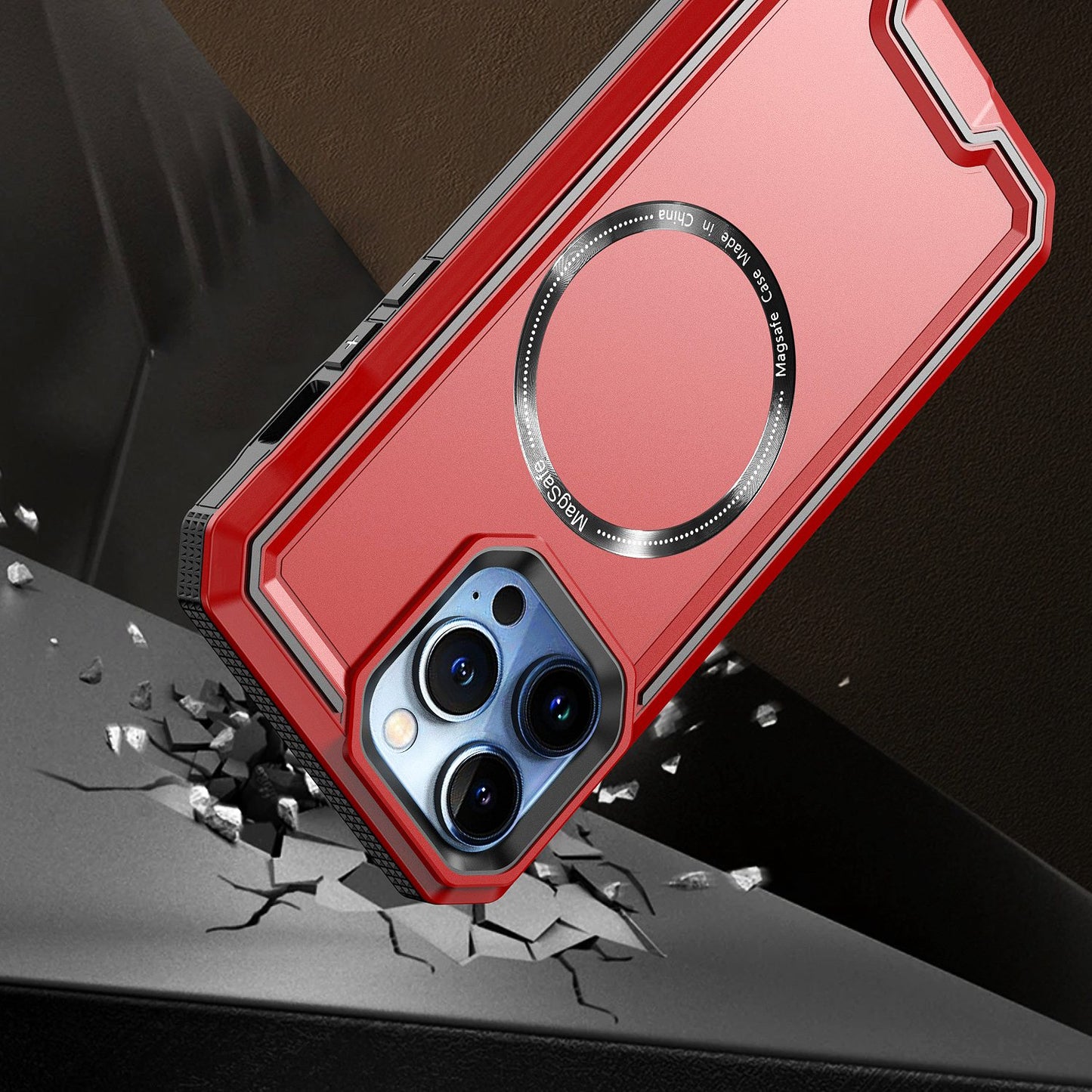 Apple iPhone 12 & iPhone 12 Pro Rank [Magnetic Circle] Tough Strong Modern Fused Hybrid - Red (1106753)