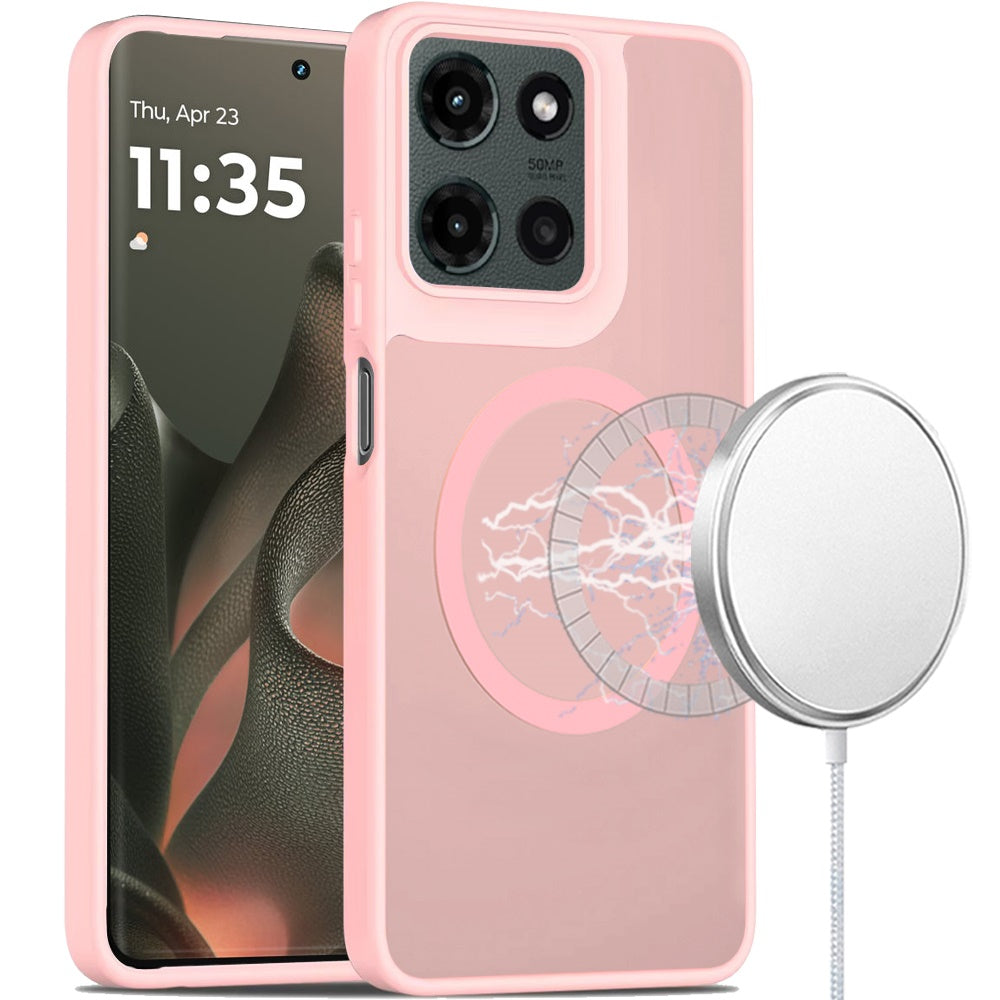 Motorola Edge 2025 [Magnetic Circle] Smooth Safe Matte Feel Hybrid Case - Light Pink ( 1103643) (MSRP $39.99)