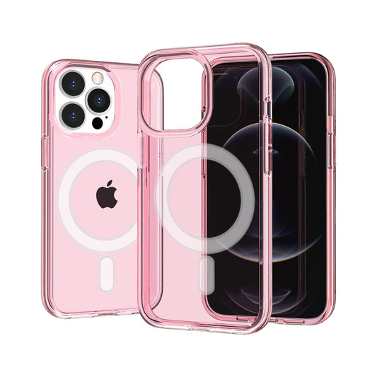 iPhone 15 Pro Glitter Ultra [Magnetic Circle] Thick 3mm Transparent Hybrid - Pink (1106096)