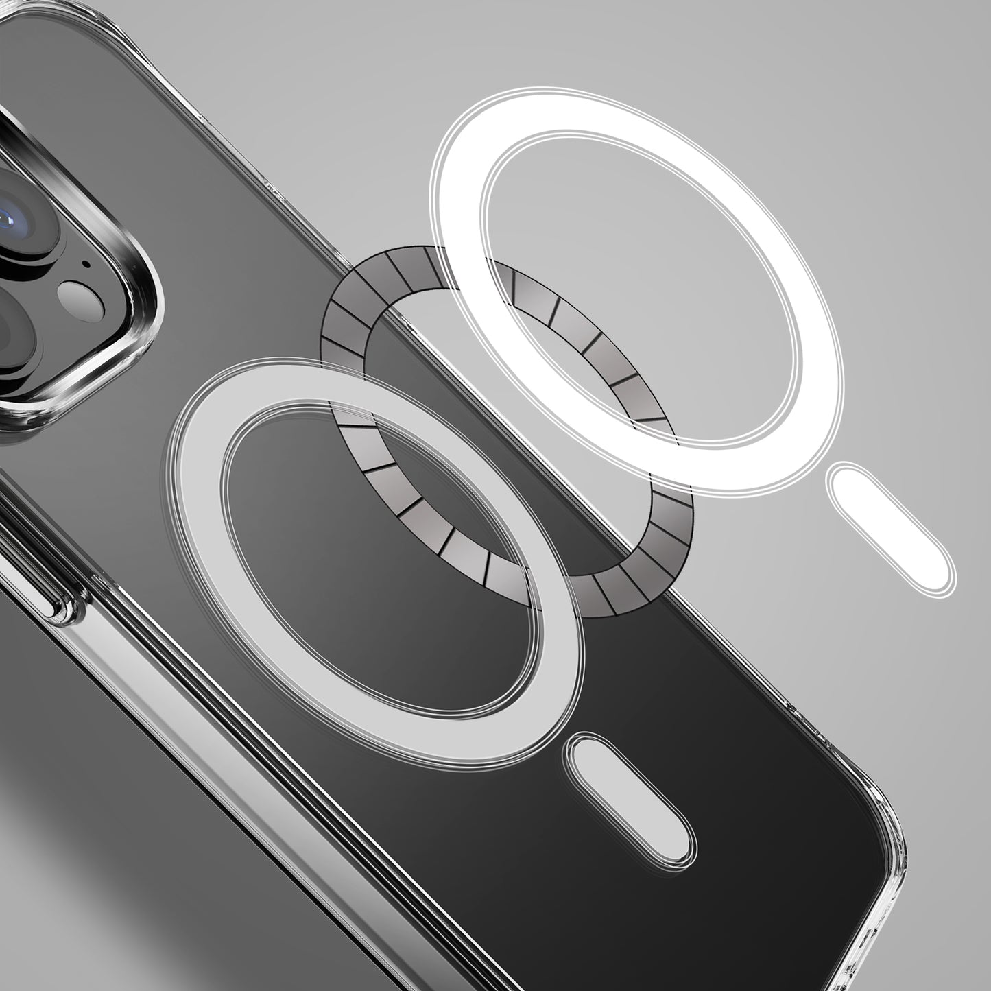 iPhone 15 Thick Transparent [Magnetic Circle] Shockproof Hybrid - Clear (1106074)