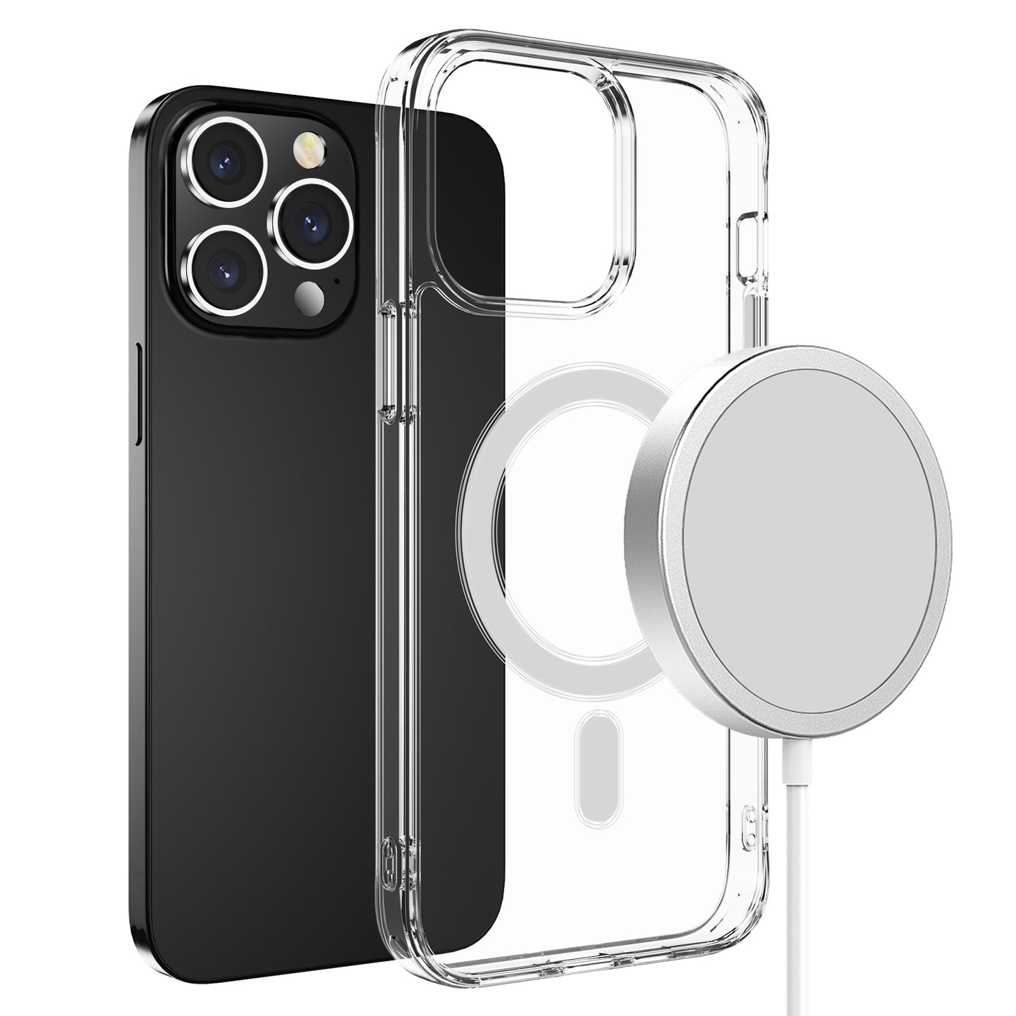 iPhone 15 Thick Transparent [Magnetic Circle] Shockproof Hybrid - Clear (1106074)