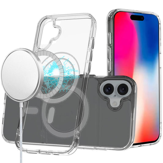 iPhone 16 6.1 inch Thick Transparent [Magnetic Circle] Shockproof Hybrid - Clear (1107215)