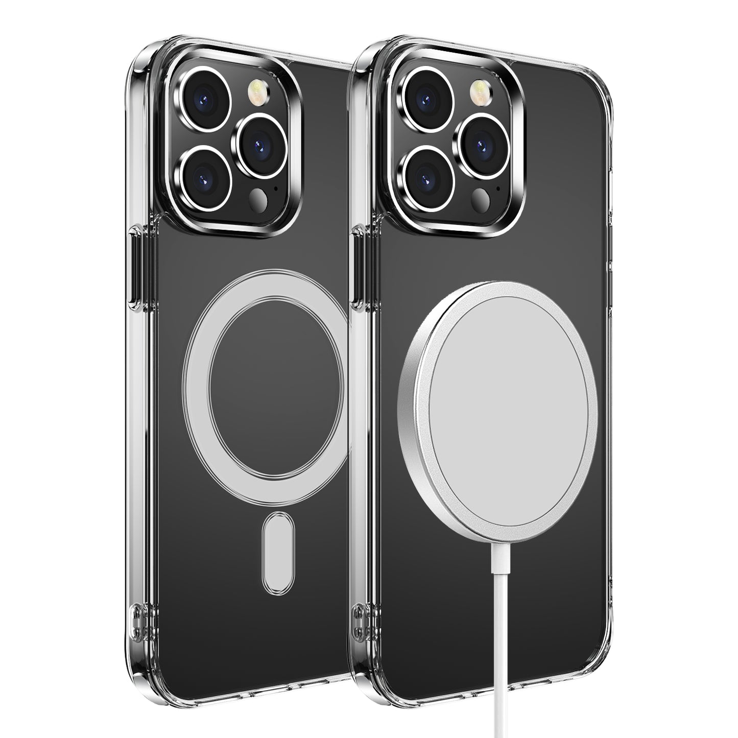 iPhone 15 Thick Transparent [Magnetic Circle] Shockproof Hybrid - Clear (1106074)