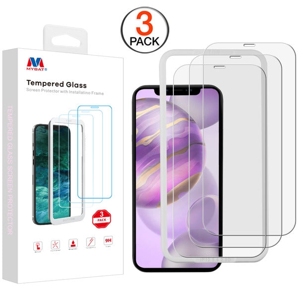 MyBat (3 Pack)Tempered Glass Screen Protector with Installation Frame for Apple iPhone 12 Pro Max (6.7) - Clear (1102126)
