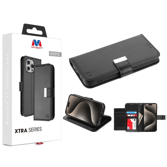 Apple iPhone 15 Pro Max (6.7) MyBat MyJacket Wallet Xtra Series Case - Black (1106216)