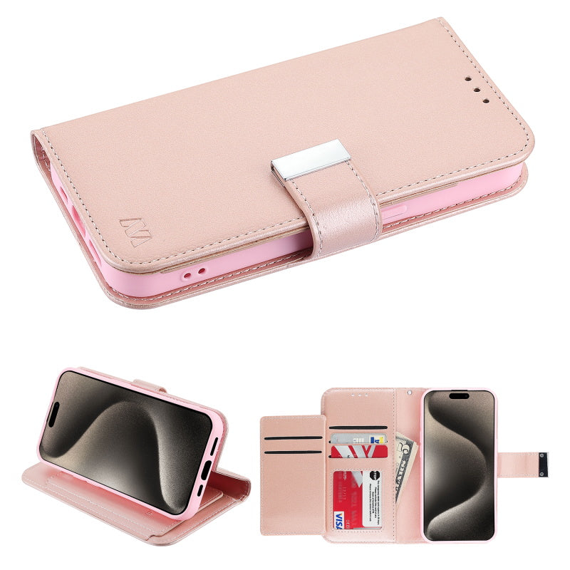 Apple iPhone 15 Pro (6.1) MyBat MyJacket Wallet Xtra Series Case - Rose Gold (1106219)