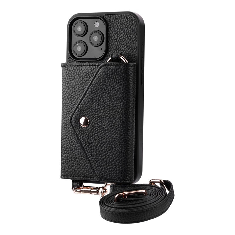 MyBat Posh Crossbody Wallet Case for Apple iPhone 16 Pro Max - Black (1107459)