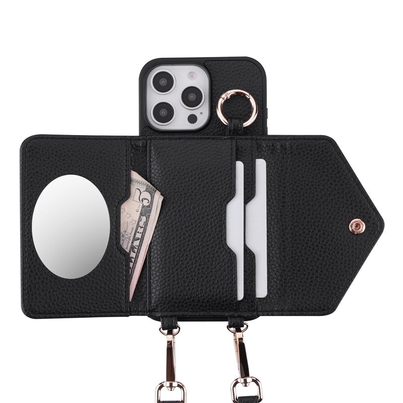 MyBat Posh Crossbody Wallet Case for Apple iPhone 16 Pro Max - Black (1107459)