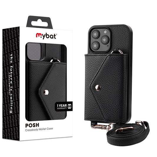 MyBat Posh Crossbody Wallet Case for Apple iPhone 16 Pro Max - Black (1107459)