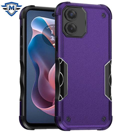Motorola Moto G Play 2024 METKASE Exquisite Tough Shockproof Hybrid Case Cover in Premium Slide-Out Package - Dark Purple (1102819)