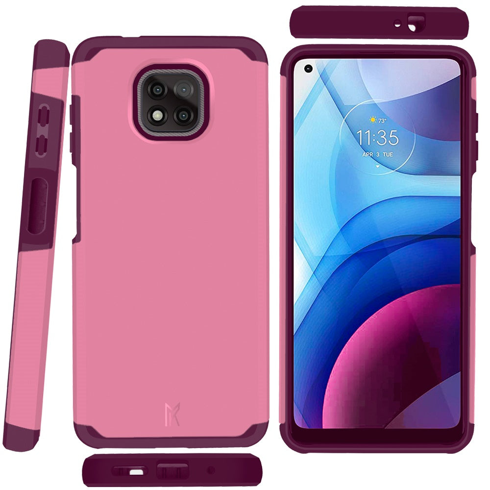 Moto G Power 2021 Premium Minimalistic Slim Tough ShockProof Hybrid Case Cover - Fruity Wine (1103370)