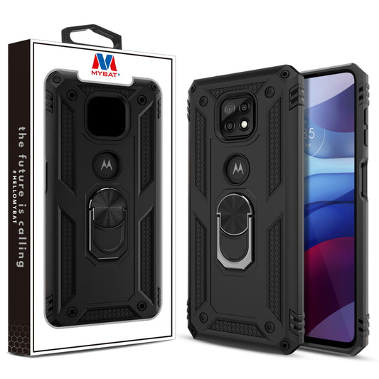 Moto G Power (2021) MyBat Anti-Drop Hybrid Protector Case (with Ring Stand) - Black / Black (1103841)