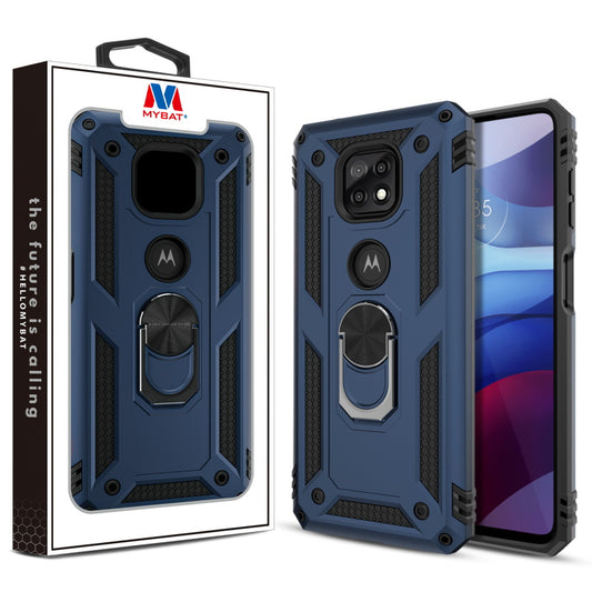 Moto G Power (2021) MyBat Anti-Drop Hybrid Protector Case (with Ring Stand) - Ink Blue / Black (1103842)