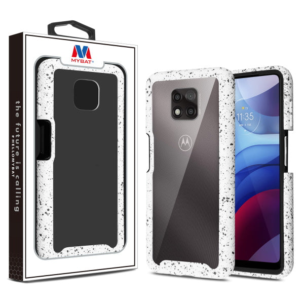 Moto G Power (2021) MyBat Splash Hybrid Case  - Highly Transparent Clear / White (1102648)