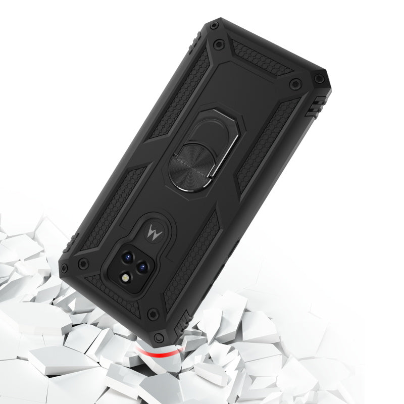 Moto G Play (2021) MyBat Anti-Drop Hybrid Protector Case with Ring Stand - Black (1103331)