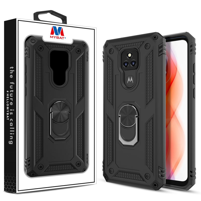 Moto G Play (2021) MyBat Anti-Drop Hybrid Protector Case with Ring Stand - Black (1103331)