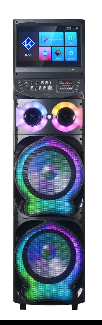 (ONLY FOR PICK UP FROM FRESNO WAREHOUSE ) CINEMA 12"'X2 DJ WOOFER WITH 15.6" FULL TOUCH SCREEN WIFI,32GB+2RAM Andriod 11 VERS MIRROR LINK,, FULL RGB LIGHT, BT, USB,SD, AM/FM (1102676)