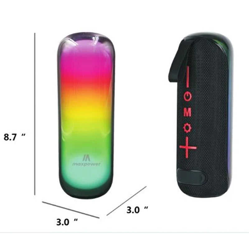 MaxPower Beat Glow Portable Bluetooth Speaker with Water Resistance, Different LED Lights, and Dust Proof - Black - Black ( 1107660) (MSRP $59.99)