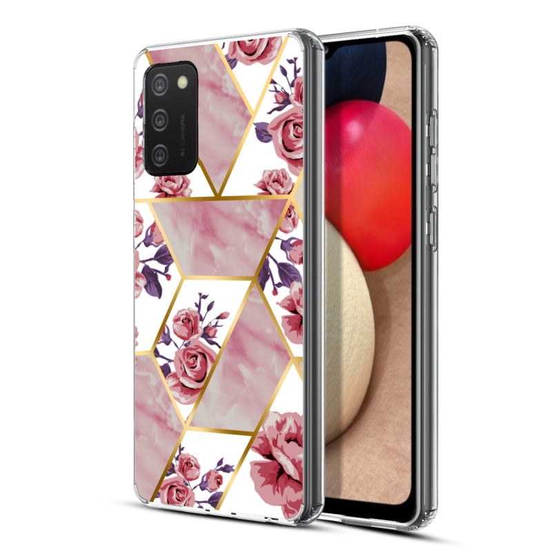 Samsung Galaxy A02s MyBat Fusion Protector Cover  - Electroplated Roses Marbling (1101648)