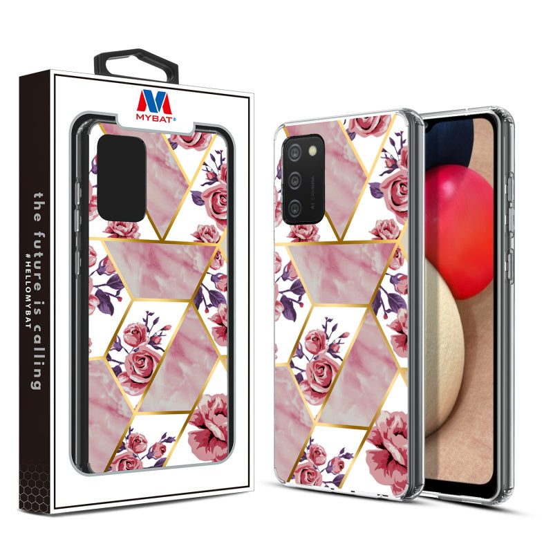 Samsung Galaxy A02s MyBat Fusion Protector Cover  - Electroplated Roses Marbling (1101648)