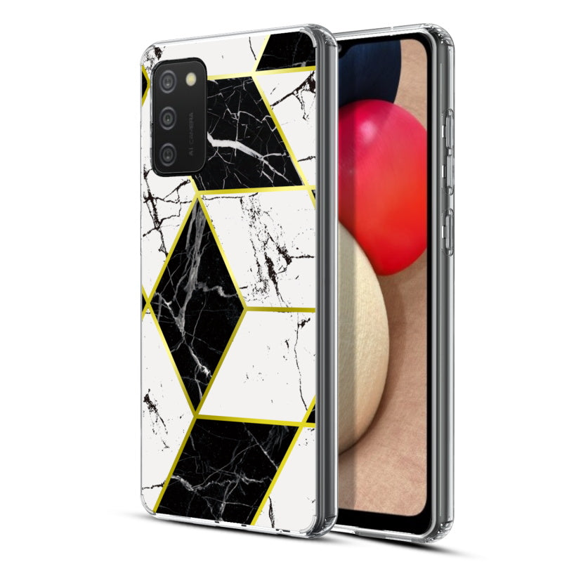 Samsung Galaxy A02s MyBat Fusion Protector Cover - Electroplated Black Marbling (1101647)