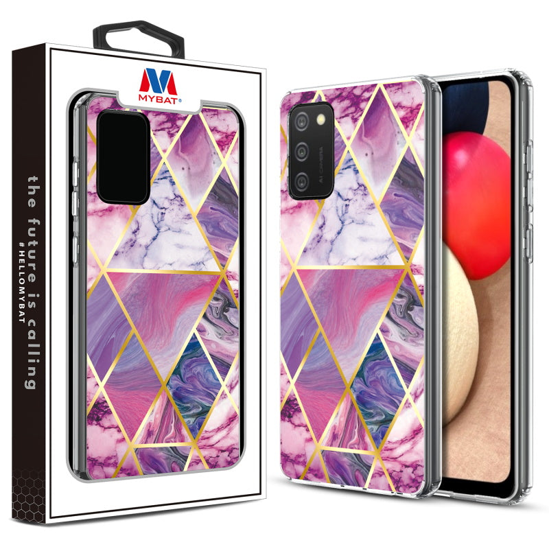 Samsung Galaxy A02s MyBat Fusion Protector Cover - Electroplated Purple Marbling (1101171)
