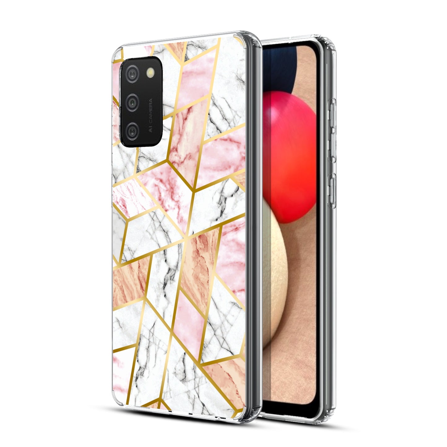 Samsung Galaxy A02s MyBat Fusion Protector Cover - Electroplated Pink Marbling (1101646)