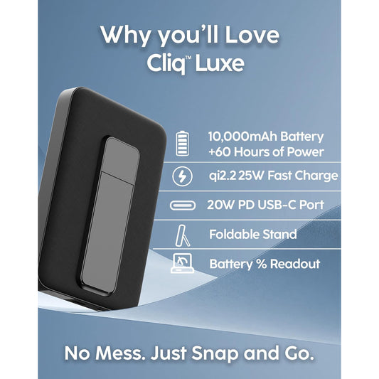 MYCHARGE 10K MAH CLIQLUXE QI2.2 W/ STAND (NO AC) - BLACK ( 1108189) (MSRP $89.99)
