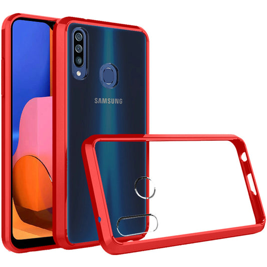 Samsung A02s Clear Transparent Hybrid Case Cover - Clear PC + Red (1100908)