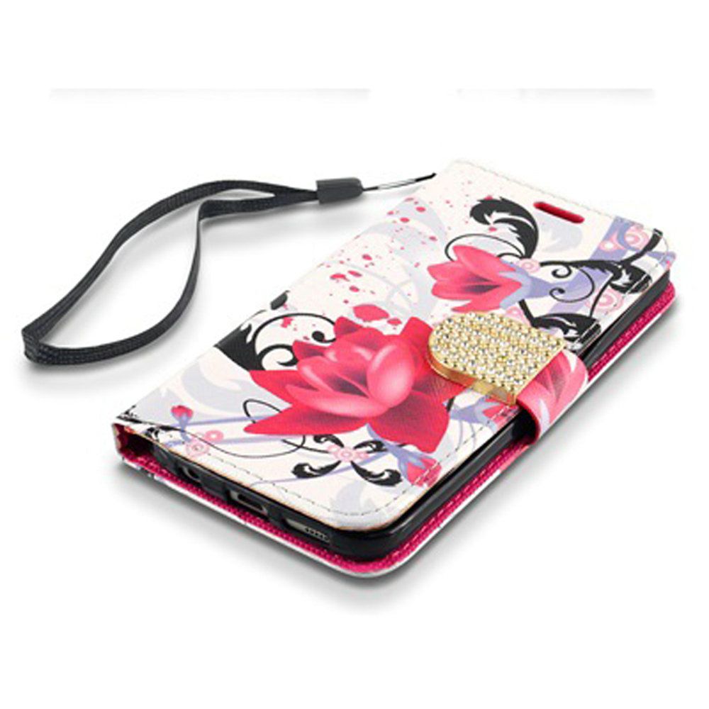 Samsung Galaxy A10e Bling Flip Credit Card Design Wallet - Purple Lily  (83)