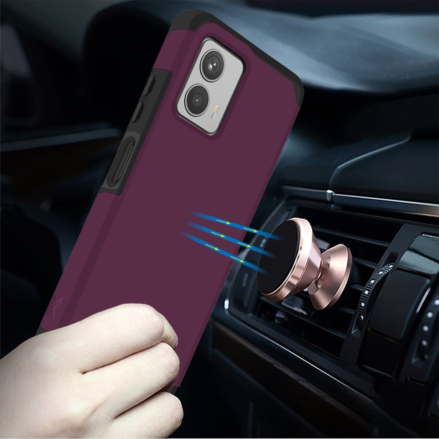 Motorola MOTO G 5G 2023 Tough Strong Hybrid (Magnet Mount Friendly) Case Cover - Dark Purple (1105831)