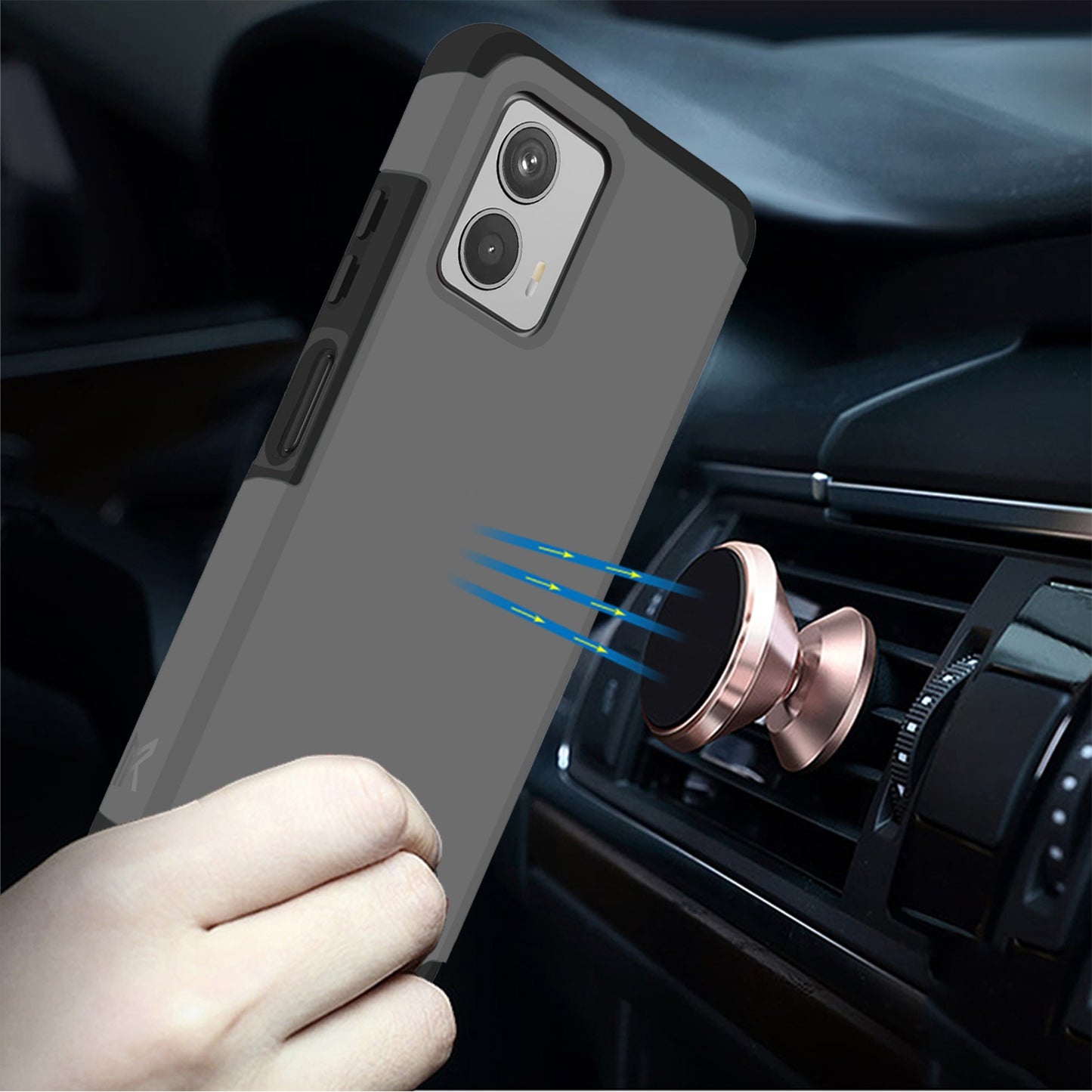 Motorola MOTO G 5G 2023 Tough Strong Hybrid (Magnet Mount Friendly) Case Cover - Gray (1105833)