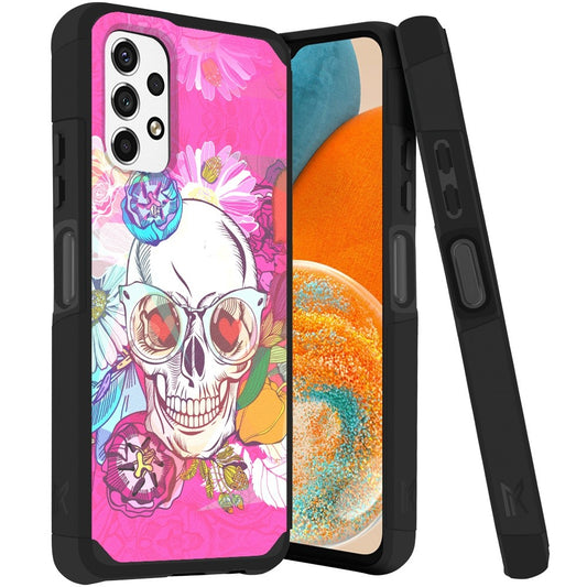 Samsung A23 5G Tough Strong MetKase Hybrid (Magnet Mount Friendly) Case Cover - Skull Floral (1105096)