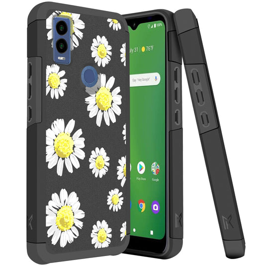 Cricket Innovate E 5G Tough Strong MetKase Hybrid (Magnet Mount Friendly) Case Cover - Chamomile Flowers (1105083)