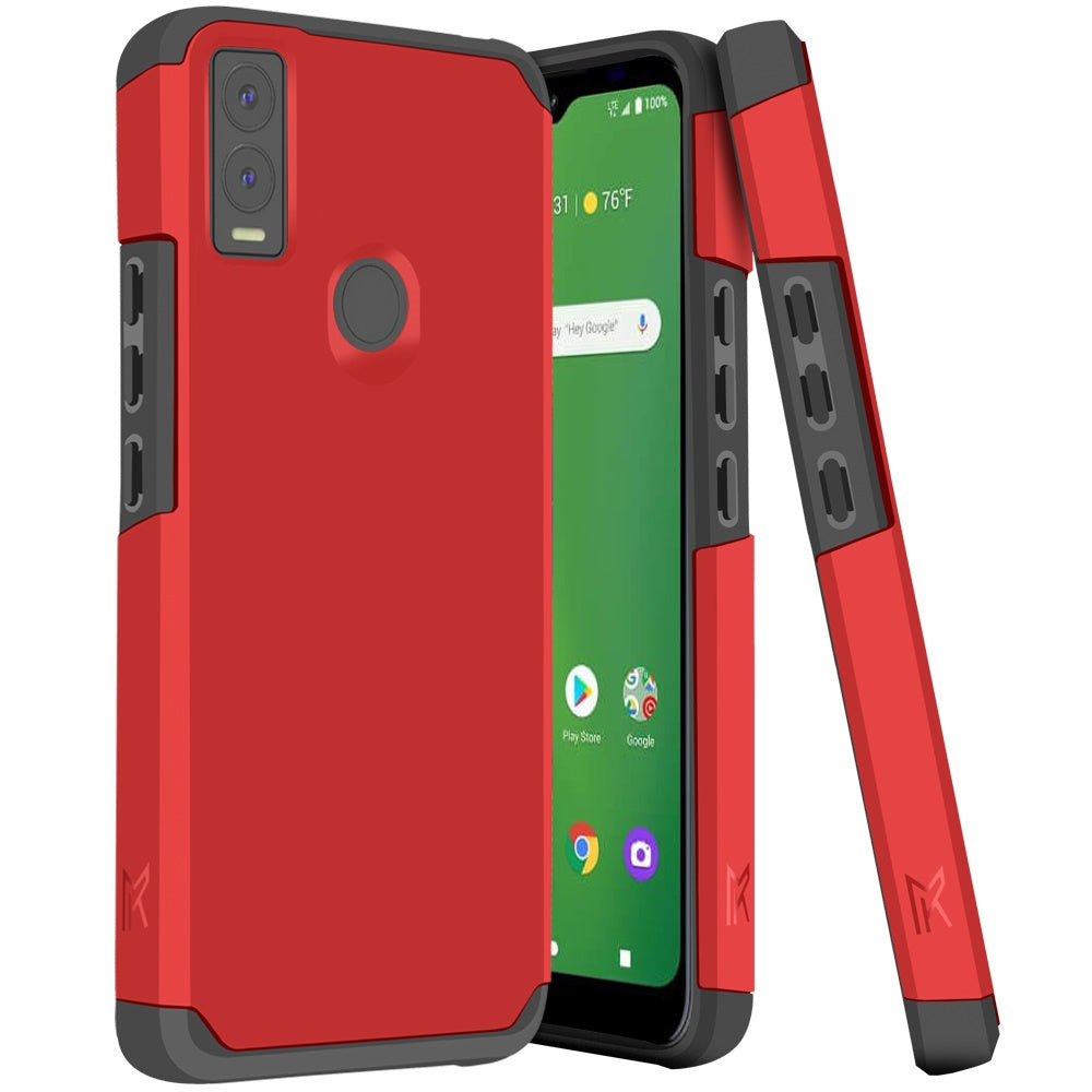 Cricket Innovate E 5G Tough Strong MetKase Hybrid (Magnet Mount Friendly) Case Cover - Flame Scarlet (1105012)