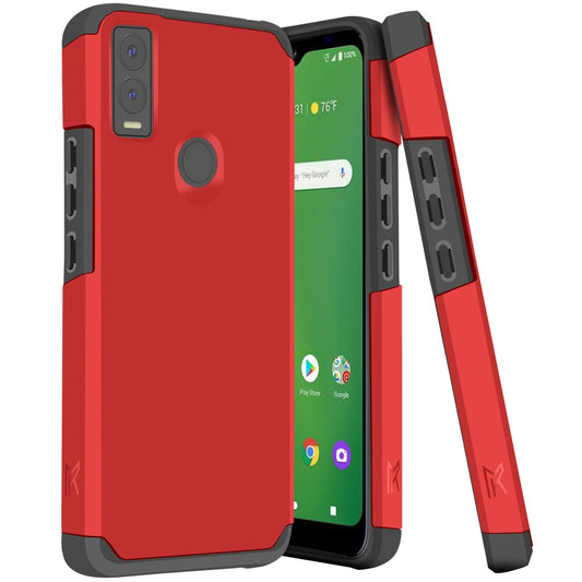 Cricket Innovate E 5G Tough Strong MetKase Hybrid (Magnet Mount Friendly) Case Cover - Flame Scarlet (1105012)