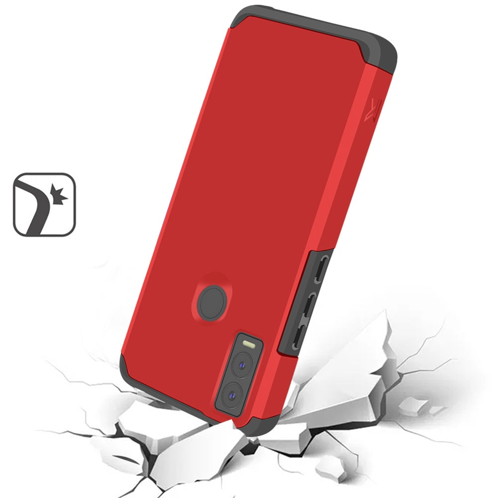 Cricket Innovate E 5G Tough Strong MetKase Hybrid (Magnet Mount Friendly) Case Cover - Flame Scarlet (1105012)