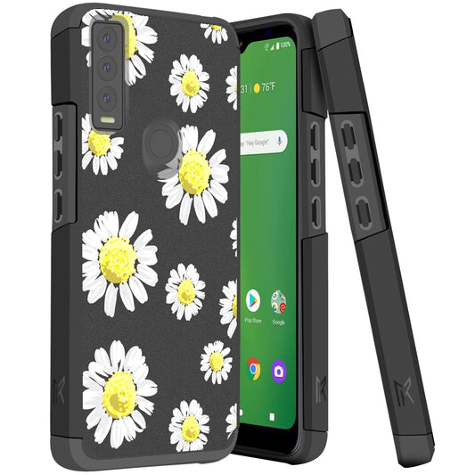 Cricket Ovation 3 Tough Strong MetKase Hybrid (Magnet Mount Friendly) Case Cover - Chamomile Flowers (1105265)
