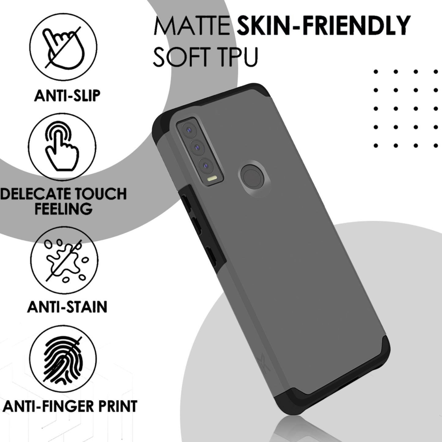 Cricket Ovation 3 Tough Strong MetKase Hybrid (Magnet Mount Friendly) Case Cover - Charcoal Grey (1105267)