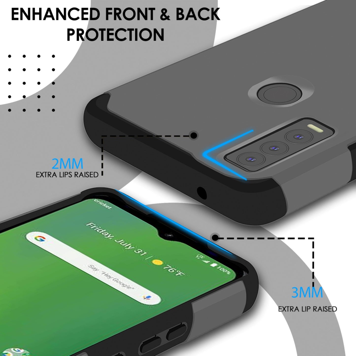Cricket Ovation 3 Tough Strong MetKase Hybrid (Magnet Mount Friendly) Case Cover - Charcoal Grey (1105267)
