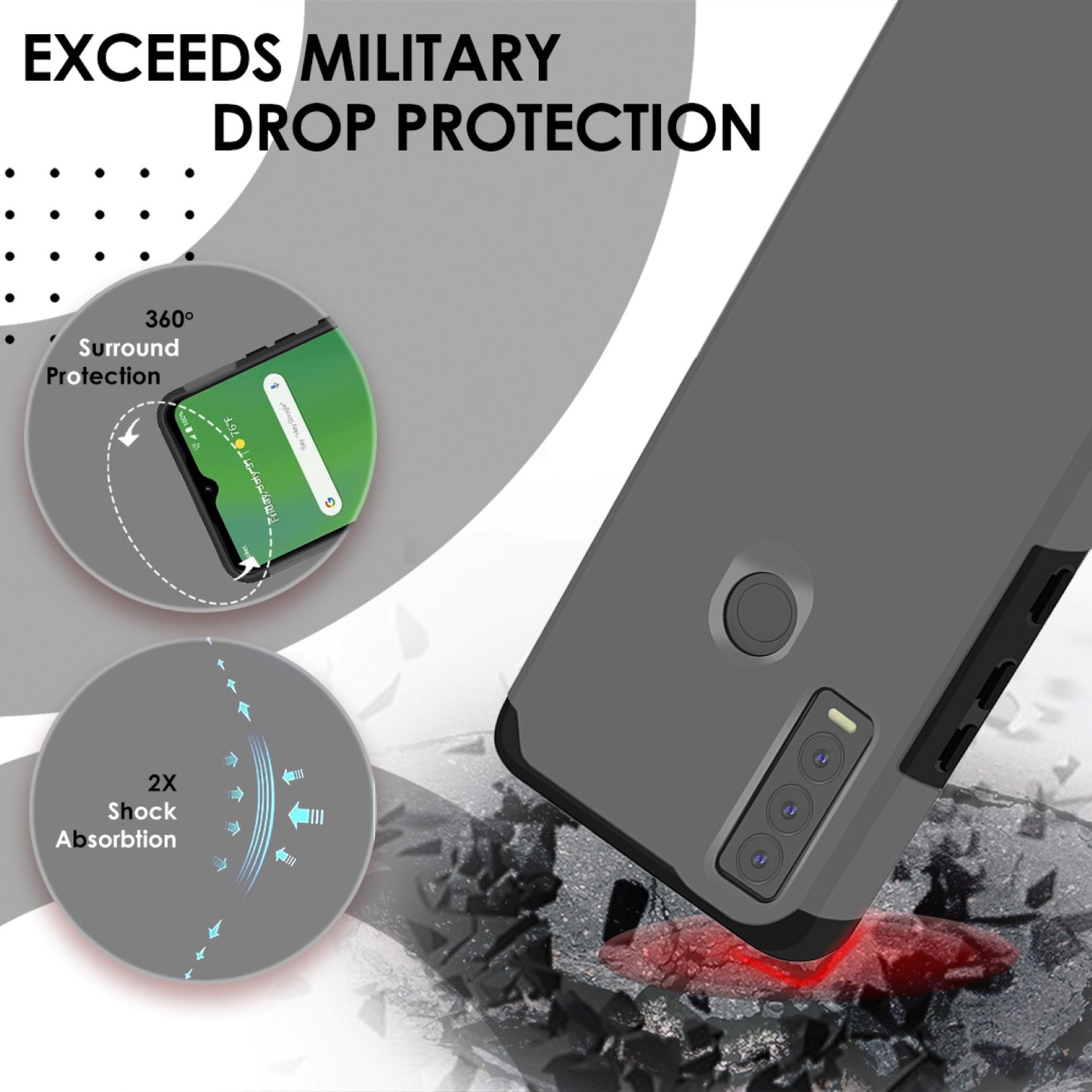 Cricket Ovation 3 Tough Strong MetKase Hybrid (Magnet Mount Friendly) Case Cover - Charcoal Grey (1105267)