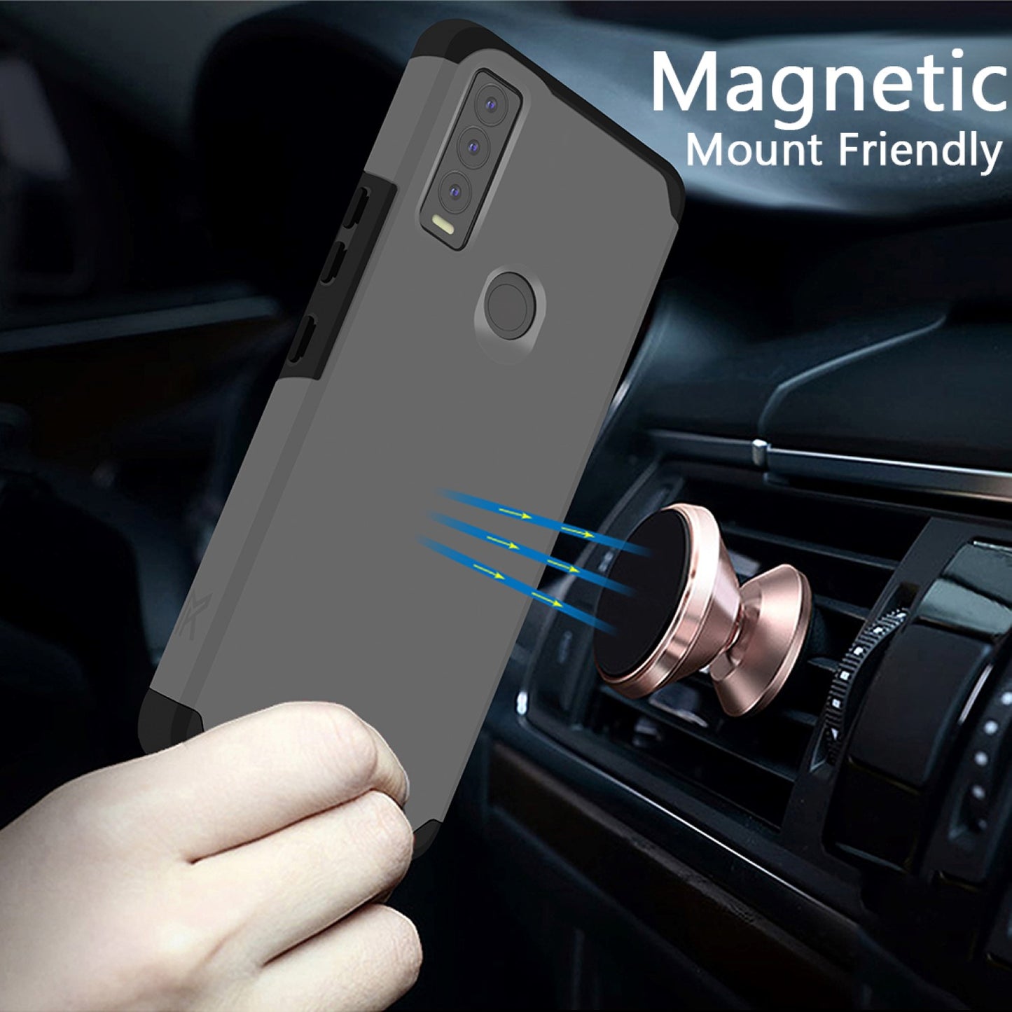 Cricket Ovation 3 Tough Strong MetKase Hybrid (Magnet Mount Friendly) Case Cover - Charcoal Grey (1105267)