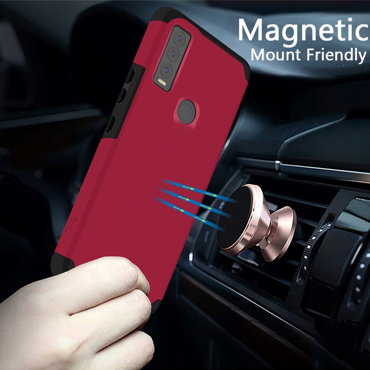 Cricket Ovation 3 Tough Strong MetKase Hybrid (Magnet Mount Friendly) Case Cover - Virtual Pink (1105268)