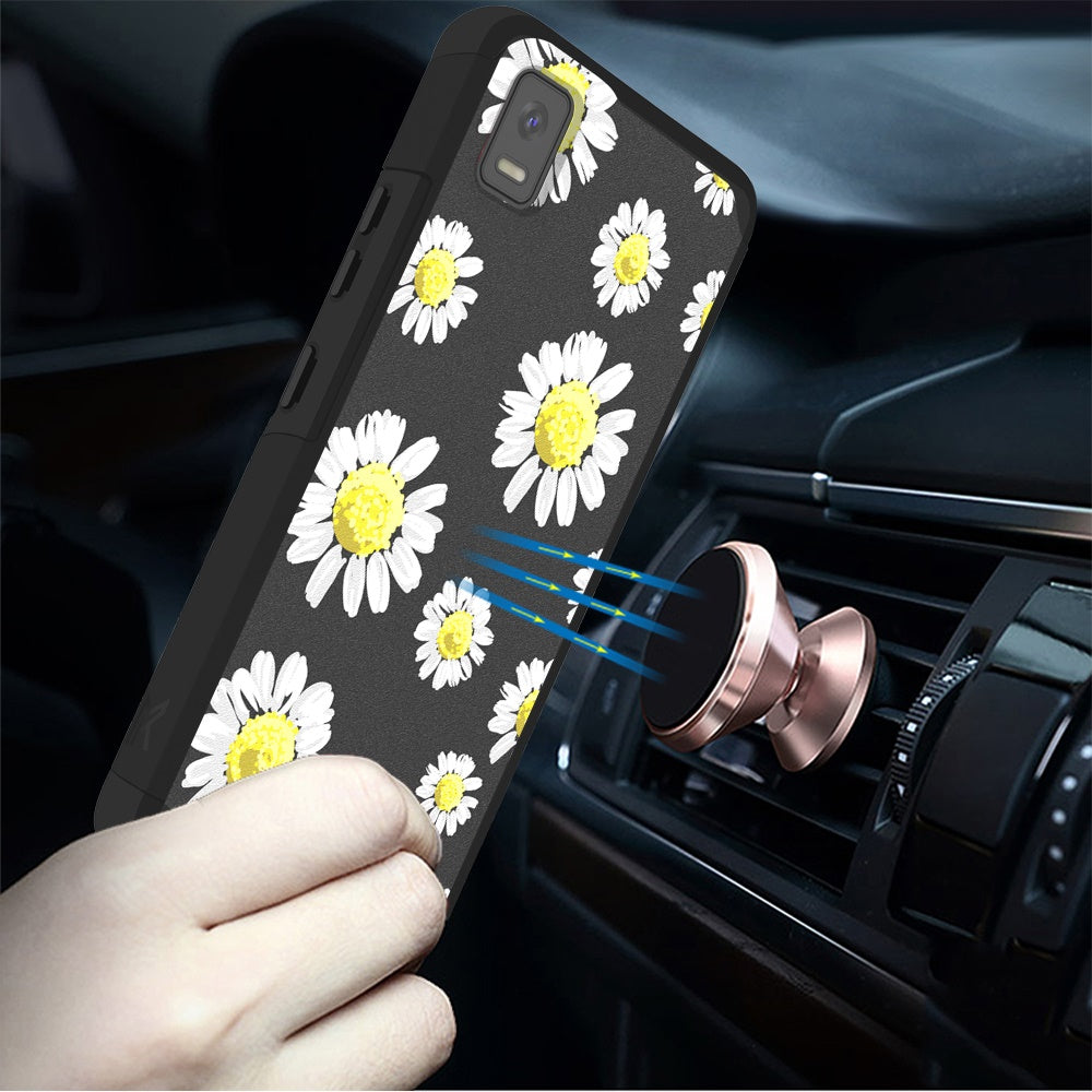 Cricket Debut Smart Tough Strong MetKase Hybrid (Magnet Mount Friendly) Case Cover - Chamomile Flowers (1105152)